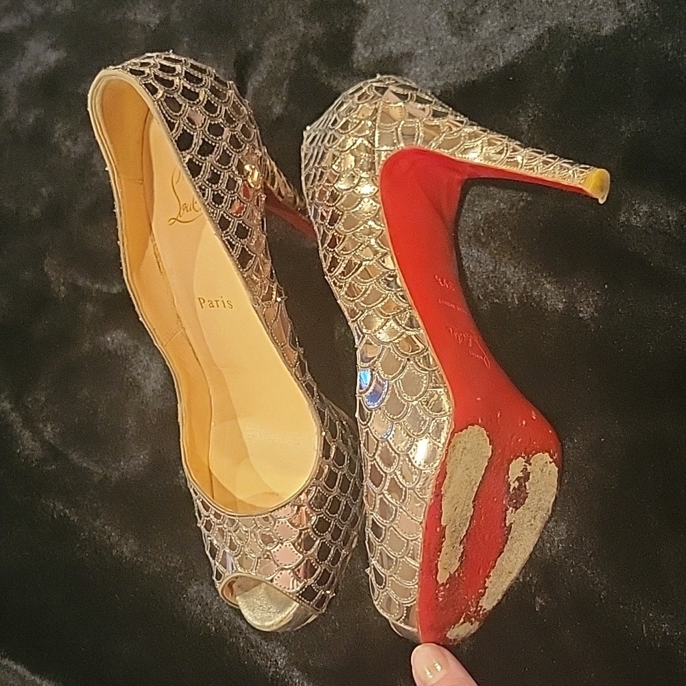 Louboutin silver red bottoms ๐ ๐ - Picture 4 of 6